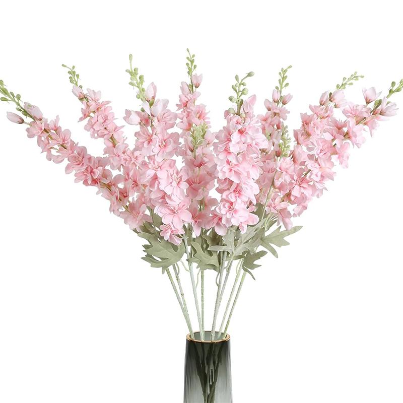 2Pcs Delphinium Artificial Flower 85cm Long Larkspur Stem Silk Flower Bouquet for Home Room Garden Outdoor Wedding Decoration