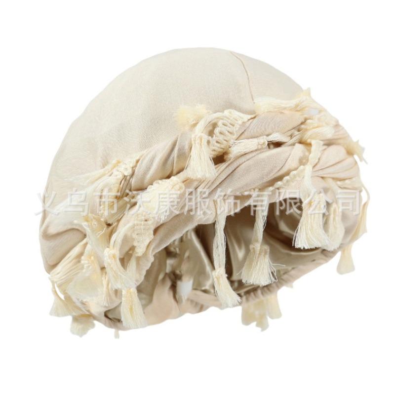 fringed headscarf hat, solid color cashew print twist tail hat, hip hop twist braided hat
