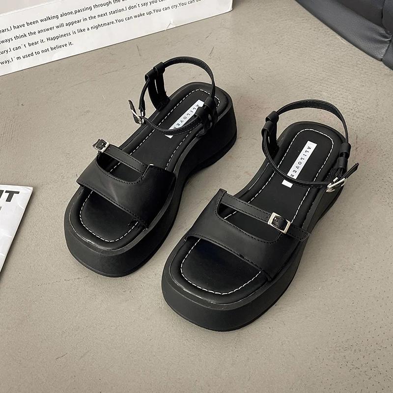 Summer Gladiator Platform Women Sandals Fashion Elegant Open Toe Shoes Ladies Outdoor Dress Platform Flats Sandalias