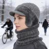 Knit Hats For Women Warm Stretchy Beanie With Brim Earflap Scarf For Winter Thickened Knitted Hat For Daily Commuting Skiing