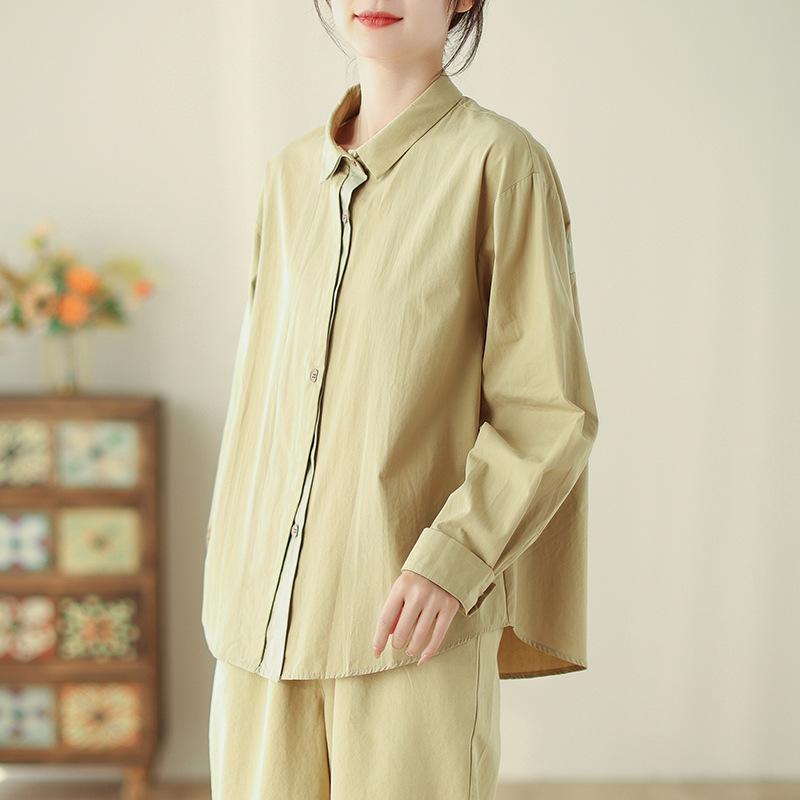 

Весенняя хлопковая льняная рубашка с лацканами и длинными рукавами, свободный топ для женщин 2XL