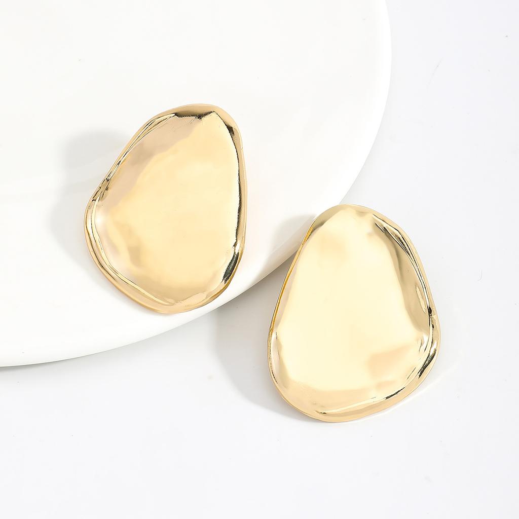 New geometric glossy stud earrings personalized fashion irregular earrings trend versatile daily metal earrings women