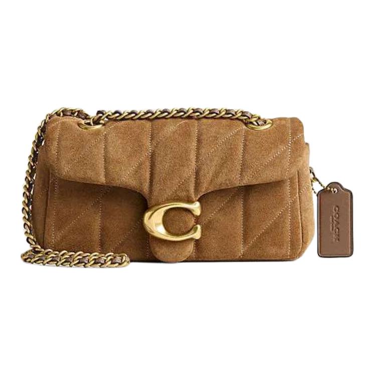 

Coach Tabby 20 Gold Hardware Push Lock Closure Suede And Smooth Leather Shoulder Crossbody Bag Small Women bags Brass Cedar CW626-B4CED Gift Box Sets (Basic Set+Black Box)