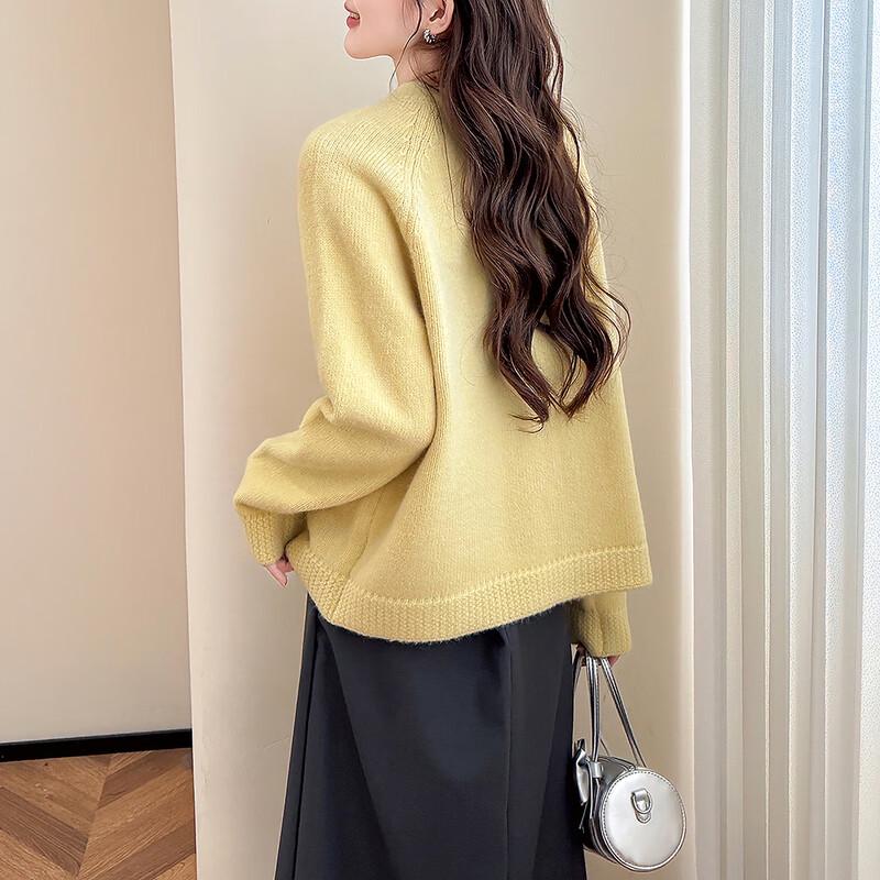 TonLion Women's Cable Knit Round Neck Cardigan