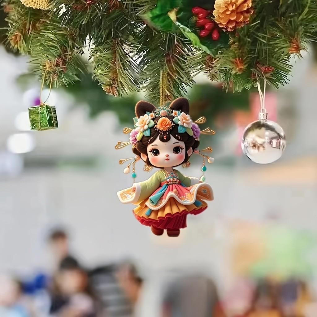 Cute Ancient Costume Girl Pattern Acrylic Pendant For Creative Auto Accessories