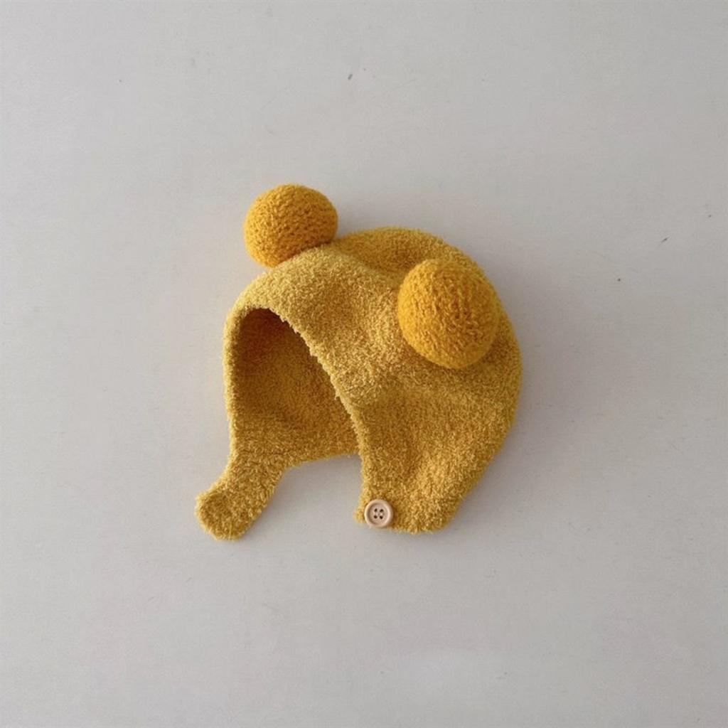 New Autumn and Winter Baby Ear Protection Hat, Warm and Cold Proof Hat, Comfortable Baby Double Ball Soft and Sticky Toe Cap