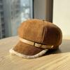 Women S Fashionable Frayed Edge Octagonal Newsboy Cap With Belt Buckle For Autumn Winter