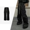 Weites Bein Kordelzug Schwarze Cargohose Gerade Baggy Casual Overalls Herren Streetwear Lose Übergroße Hose Damen