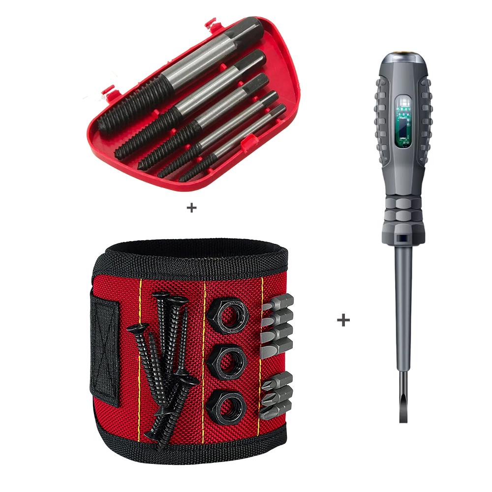 

Многофункциональный комбинированный набор инструментов, отвертка для проверки электрика с магнитным ремешком на запястье, 5 шт., экстрактор поврежденных винтов