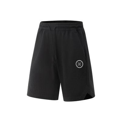 Li Ning Wade Series Comfortable Simple Versatile Loose Letter Sports Shorts Men Shorts Black AKYV061-1