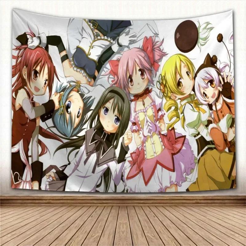Puella Magi Madoka Magica Kawaii Anime Tapestry Psychedelic Decorative Carpet Wall Fabric For Living Room Bedroom Accessories