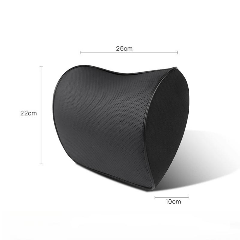 Memory Foam Car Seat Pillow Slow Rebound Car Neck Pillow Protective Lumbar Back Support Breathable Leather Car Headrest Cushion