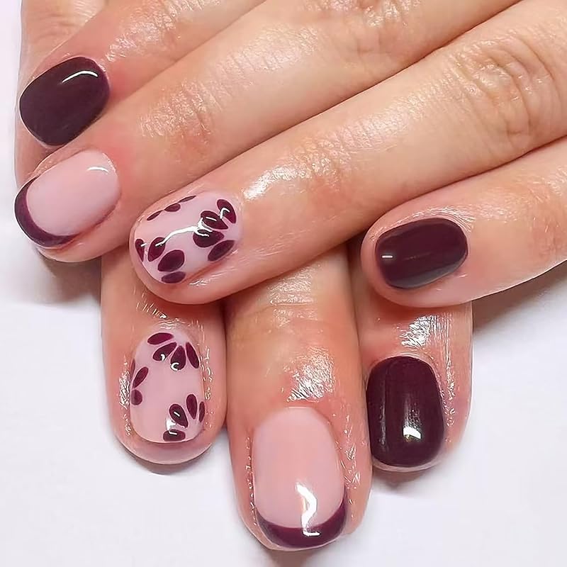 24 Pcs French Tip Press on Nails Medium Almond Fake Nails with Star Designs Gold Line False Nail Tips Green Glue on Nails French Full Cover Acrylic Red Press on Nails-2