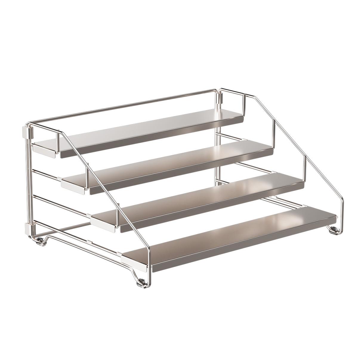 4 Tier Stainless Steel Spi Rack Countertop Kitchen Countertop for Cabinet Herb Jars Storage Holder Wall Mounted Rack wall 4-tier