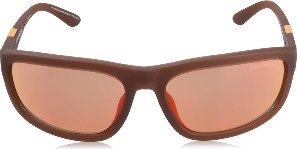 Emporio Armani Sunglasses EA4183U Matte Brown Red Mirror Size 64 Opal/Orange Lenses,