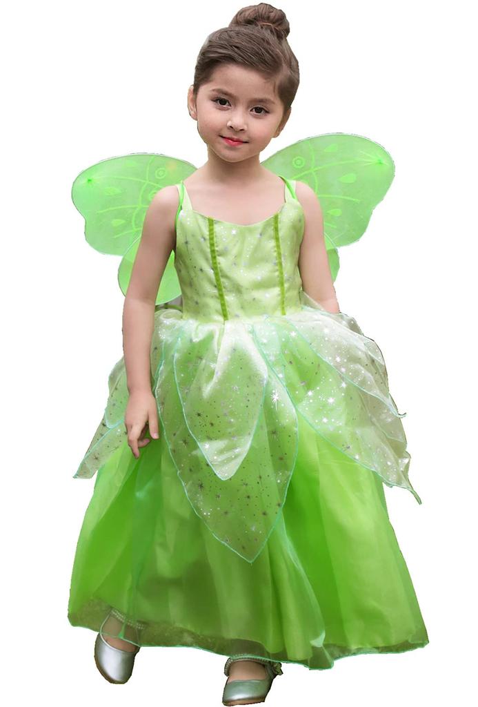 Axaxa Princess Dress for Kids (Butterfly Fairy Costume + Butterfly Wings) 2-Piece Set, Fairy Girl Dress, Cosplay, Flower Fairy, Spirit Costume, Girls,