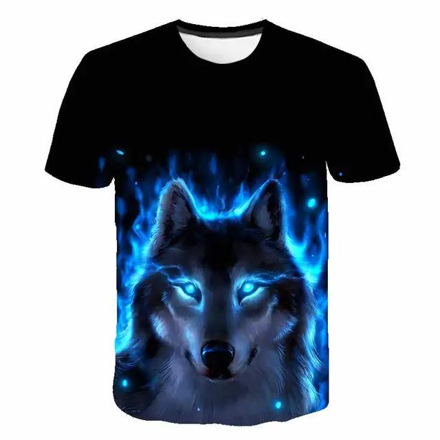 Animal Wolf T Shirt For Boys Print Children Boys Harajuku 3D T Shirt Summer Kids Short Sleeve Girls Tshirt Cartoon Baby T-Shirts
