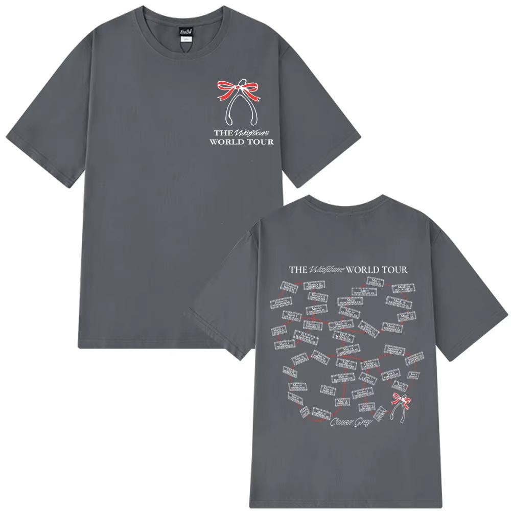 Conan Gray Wishbone World Tour Printed Tees Men Women Fashion T-shirts Short-sleeved Loose Cotton Aesthetic Trendy T-shirts