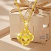 Rose Gold Mobius Ring Clover Pendant Necklace for Women - Copper Gold-Plated Versatile Design
