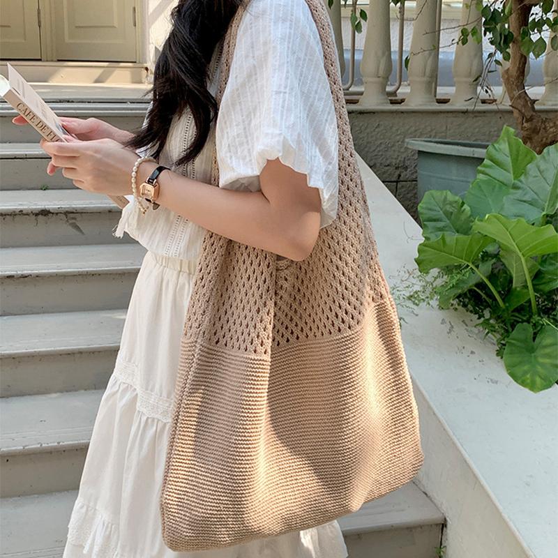 Sacs à main tricotés de créateur Totes grande capacité Femmes Pack Sac de plage d'été Grands sacs à main Sacs à bandoulière tissés creux décontractés