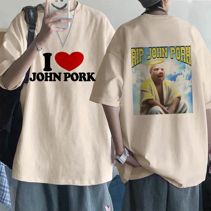 John Pork Is Calling Answer Call Phone Tee Shirt for Men Women Funny Pig Tops Tshirt Gothic Hip Hop T-shirt Streetwear Clothes
