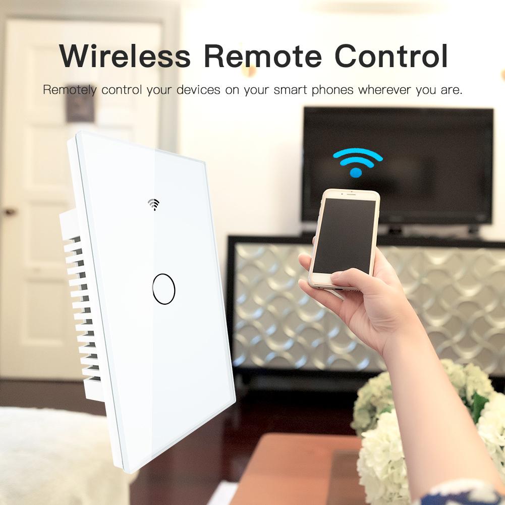RF433 WiFi Wall Touch Switch No Neutral Wire Needed Wireless Remote Control Smart Single Wire 1 Gang Wall Switch