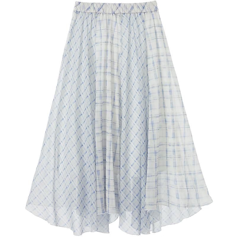

Betu Women s Plaid A-Line Skirt with Asymmetric Hem L
