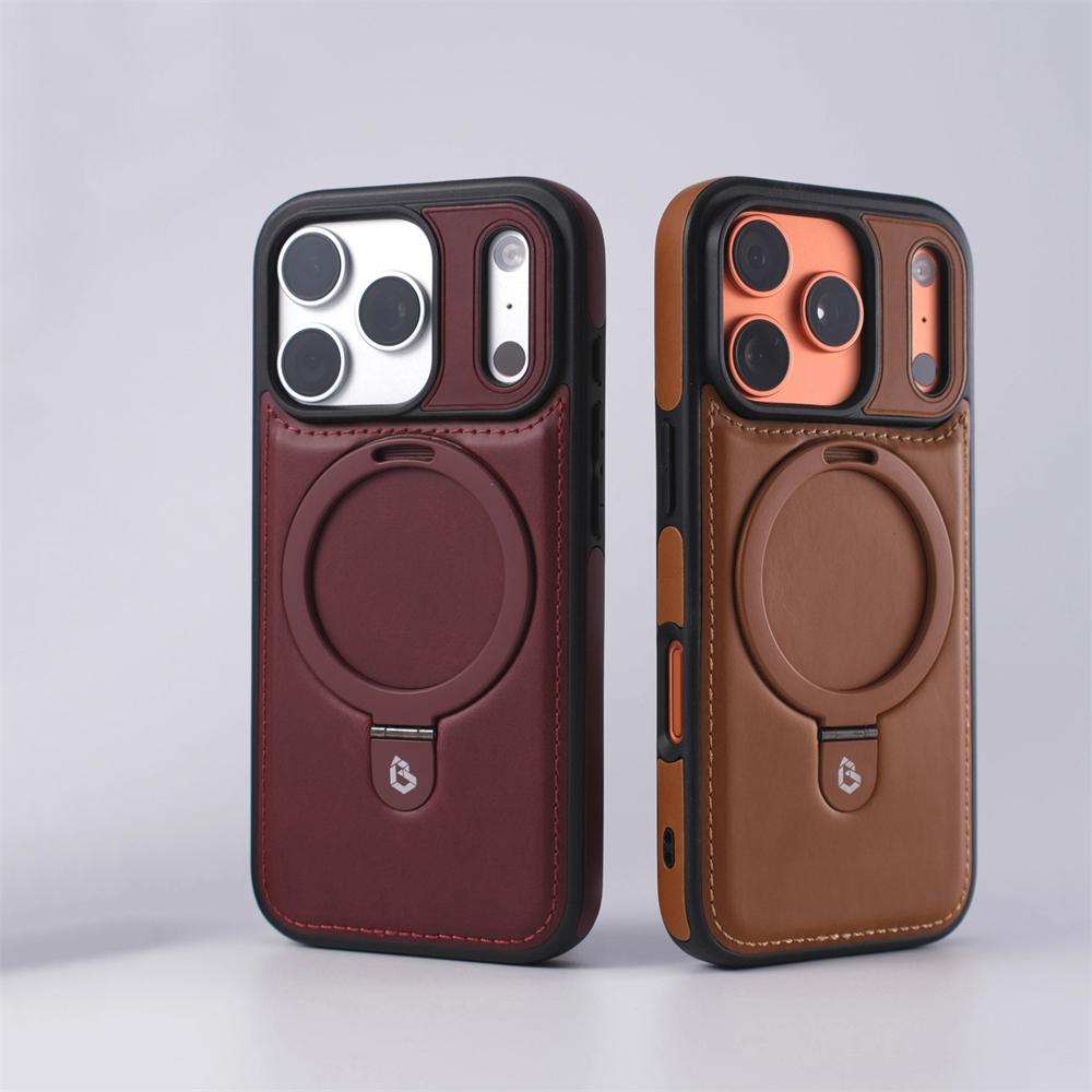 Business Magnetic Ring stand Leather Case For iPhone 17 Pro Max Air 16 15 14 13 12 Plus For Magsafe Wireless Charge Bumper Cover
