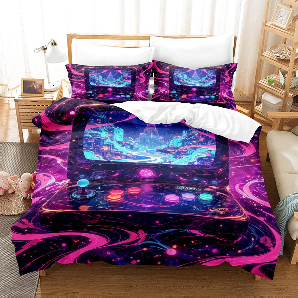 3PCS Space Fragment Game Console Cover 1Duvet Cover 2Pillowcases 100% Skin Friendly Polyester Comfortable Bedding No Padding