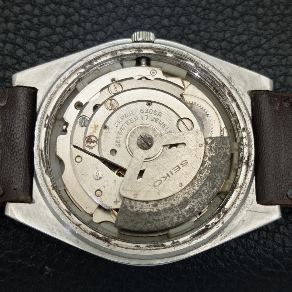 AUTOMATIC VINTAGE SEIKO 5 JAPAN 6309A MENS ORANGE COLOR DIAL WATCH a702720-1 R210-a702720