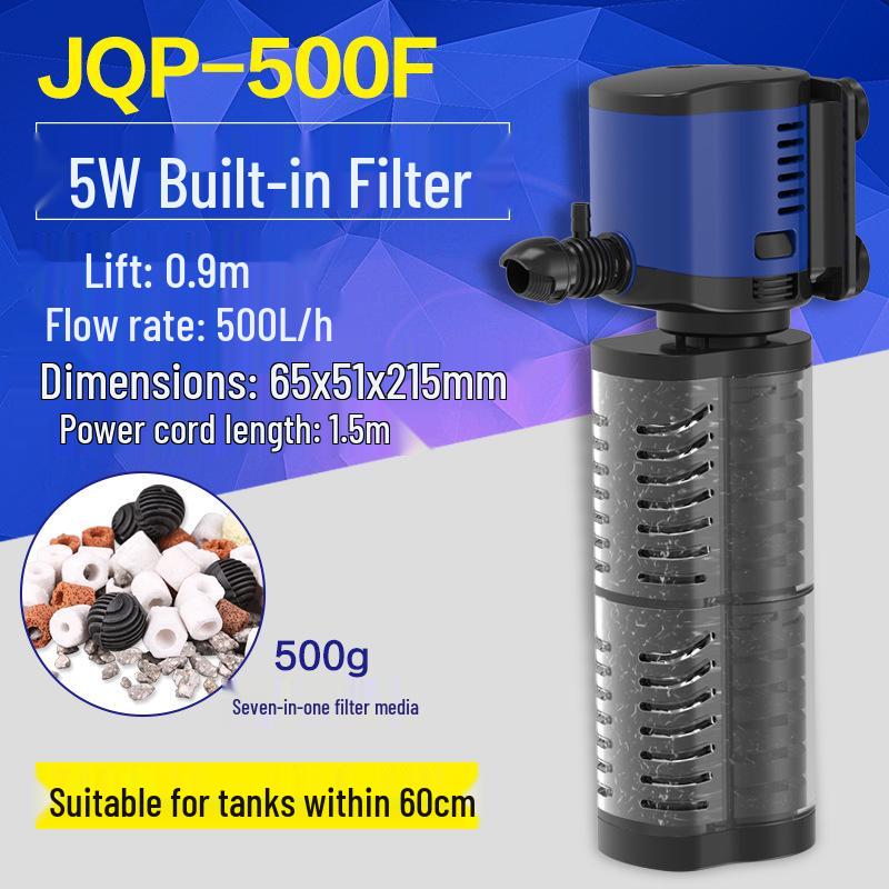 Three-in-One Submersible Fish Tank Pump with Built-in Filter & Aeration