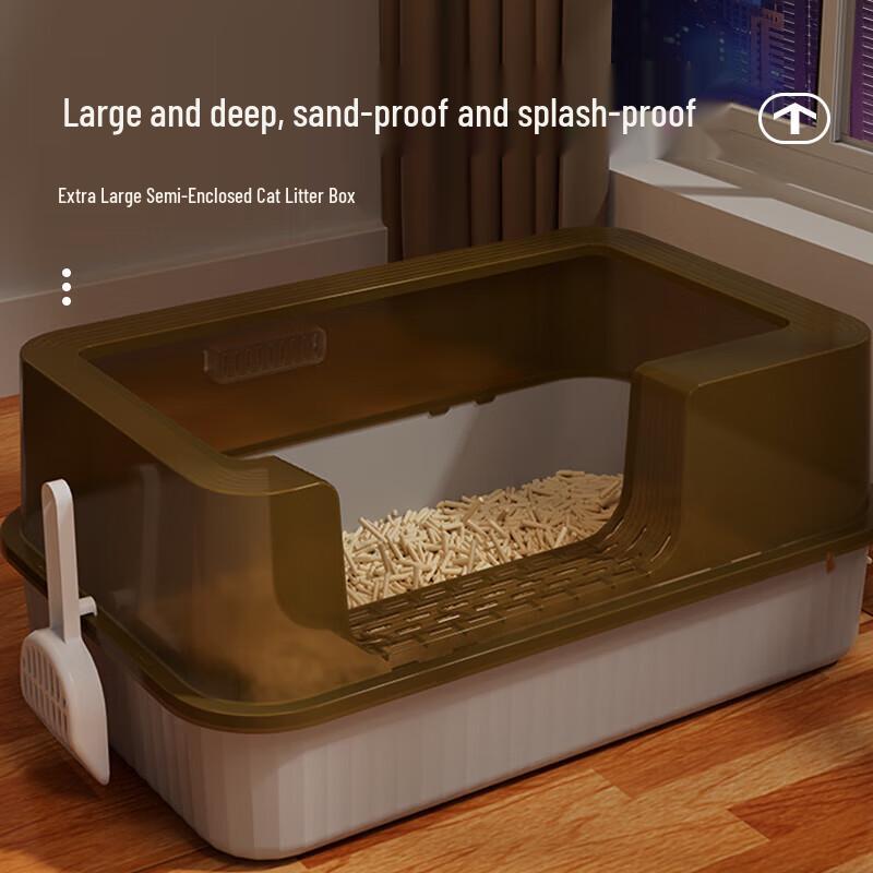 

HELLOJOY Большая серая полузакрытая кошачья туалет-лоток с совком