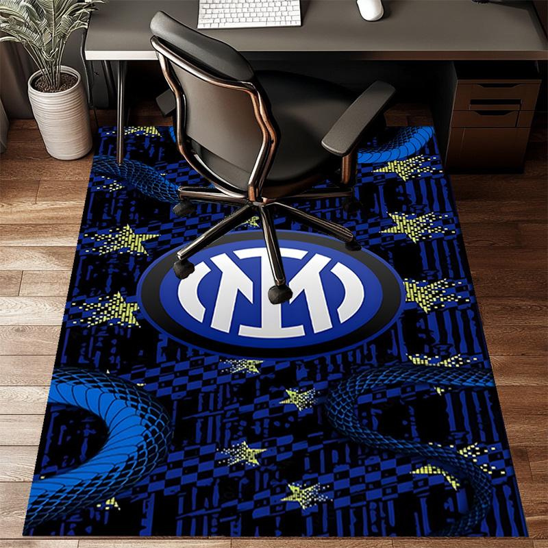 Inter FC Crest Printed Office Carpet Chair Cushion  Entryway Rug, Rugs for Living Room, Bedroom Christmas gifts
