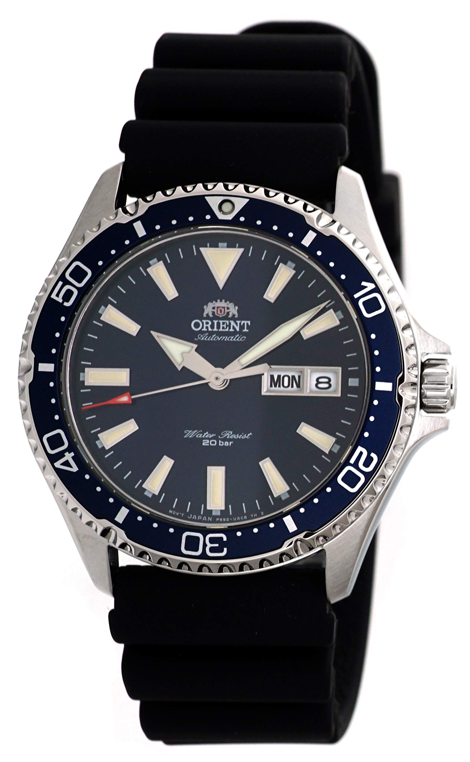 

ORIENT Men s Diving Sports Automatic 200m Watch Rubber Strap Blue Dial RA-AA0006L
