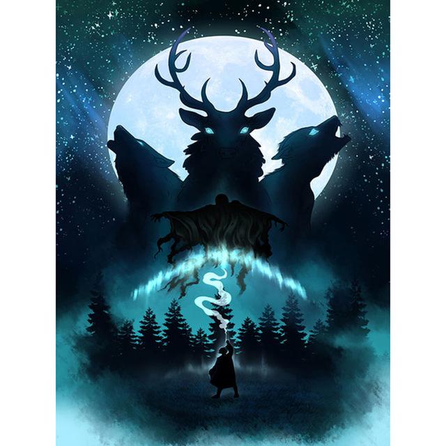 

Инкрустированный бриллиантами постер с изображением Гарриса, керамика с изображением оленя и орла, 5D DIY, Алмазная вышивка, алмазная вышивка крестиком, домашний декор, подарок Full Round 20x25CM