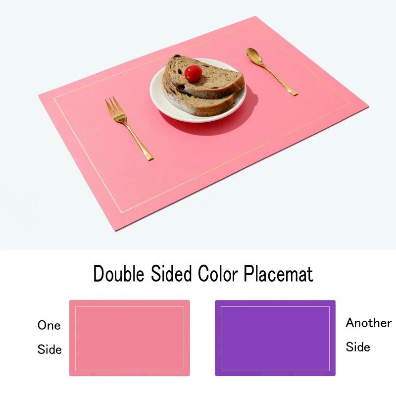Northern INS PVC Leather Placemat Solid Color Square Heat-Resistant Waterproof Double-Layer Table Mats