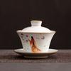 Chinesische Ru-Ofen Keramik Gaiwan Reise-Teeschale Haushalt Handgefertigte Teegeschirr-Zubehör Trinkgeschirr Tragbar Persönliche Teetasse 150ml