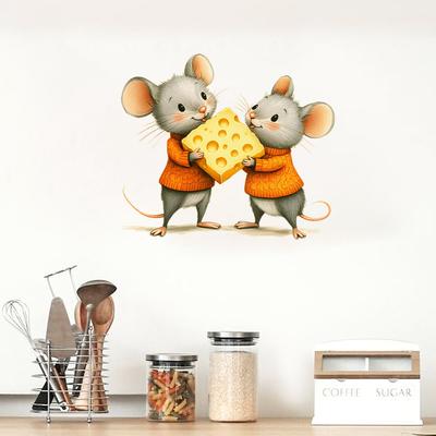 Cartoon Käse Maus Süße Kühlschrankaufkleber, Selbstklebend für Küchen-Esszimmer-Wanddekoration zur Heimdekoration