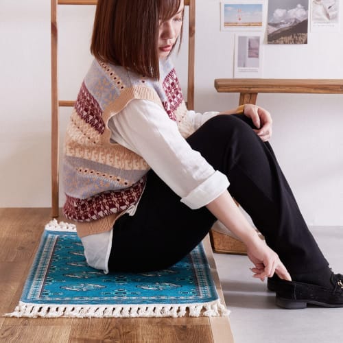 Hagiwara "Turkmen Style" Indoor Doormat, Red, Approx. 45 X 75 Cm, Machine Washable, Non-Slip