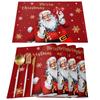 Merry Christmas Santa Claus Print Placemat 2/4/6pcs Kitchen Accessories Coffee Dining Table Mat Coaster Festival Tableware Pads
