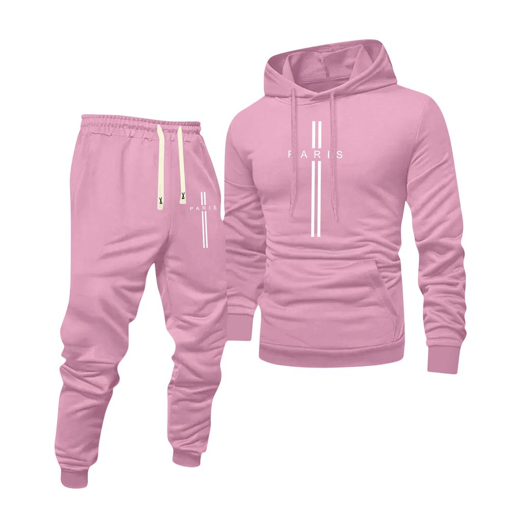 Men's Printed Hooded Sweatshirt And Sweatpants Casual Sports Suit