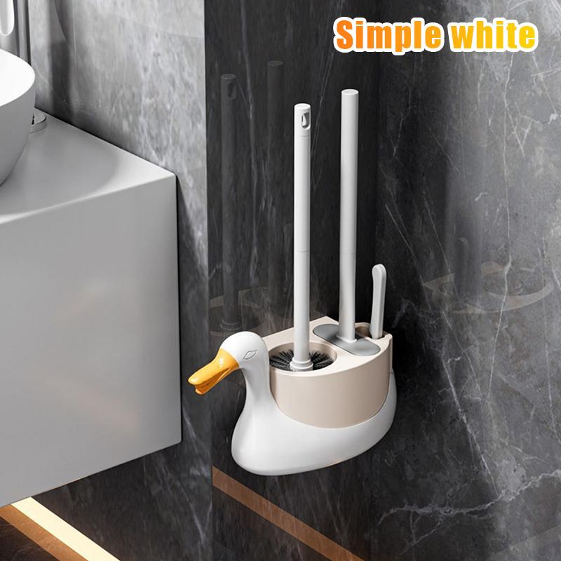 Swan Toilet Brush Set Wall Mounted 3 in  Multifunction Bathroom Organizer Cleaning Tool Household Use B