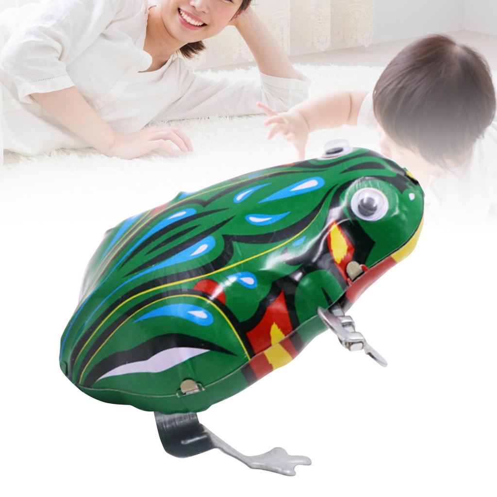 Aufziehfrosch Spielzeug Retro Tragbar Grüne Farbe Blech Hüpfender Frosch Aufziehspielzeug