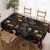 Halloween Rectangle Table Cloth Skull Tombstone Pumpkin Spider Web Bat Candle Table Cover for Kitchen Dining Halloween Decor