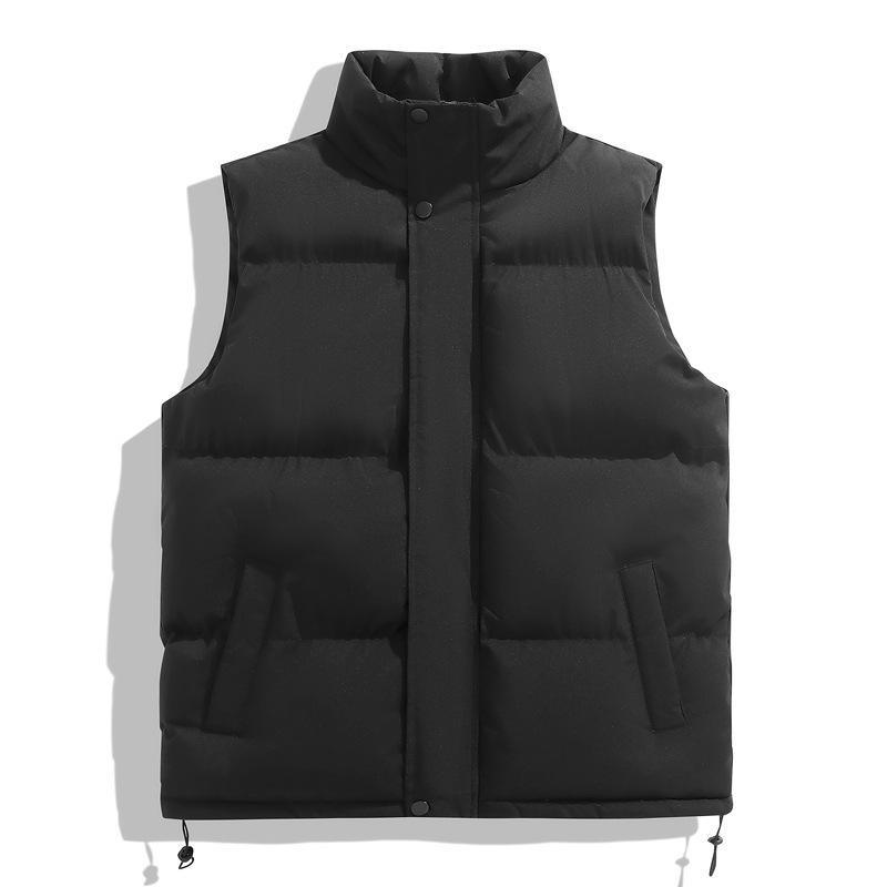 2025 Autumn and Winter New Cotton Vest Hong Kong Style Men's Loose Men's Vest Solid Color Simple Vest Versatile Loose