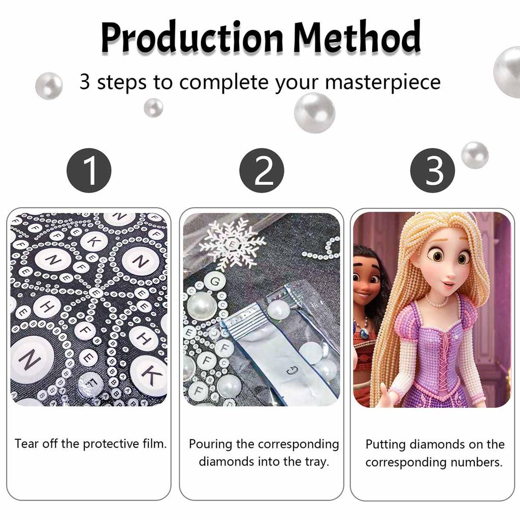 Disney Pearl Painting Handmade Rapunzel Moana Pearl Kit Home Decoration Painting