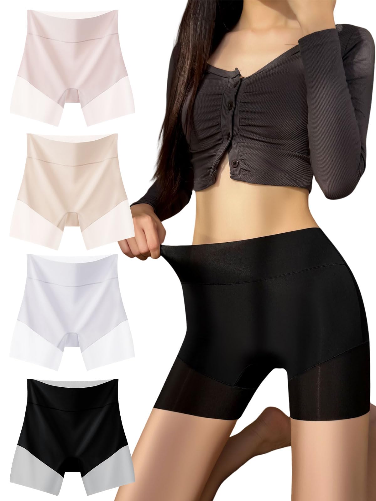 

RUOXIAO Seamless Women s Panties, Deep-Fitting, High-Waisted, Breathable, Stretchy, Waist-Cutting & Butt-Lifting, 4-Pack