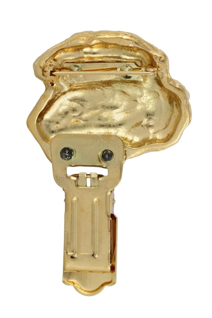 Border Terrier – Brooch with a clip, gold-plated holder for a race number | Art-Dog