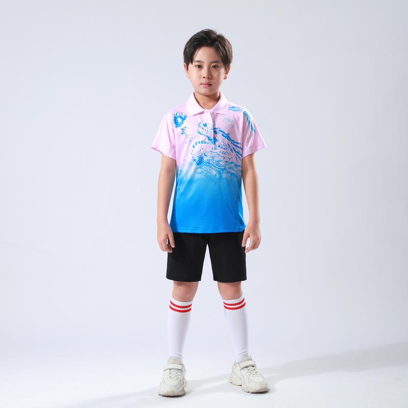 Quick-Dry Table Tennis & Badminton Clothing Set: Kids' Polo & Adult Short Sleeve