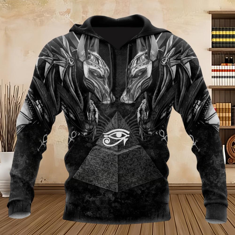 

Мужская толстовка Eygpt Дизайн Анубиса Толстовки 3D принт Графические топы Осень Длинный рукав Пуловер Уличная одежда Толстовка с капюшоном Мужская одежда 2XL